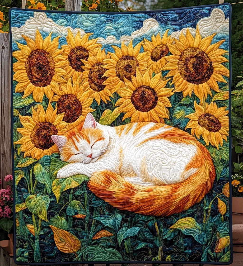 Starry Night Kitten Quilted Blanket Novelty Gifts For Cat Lovers
