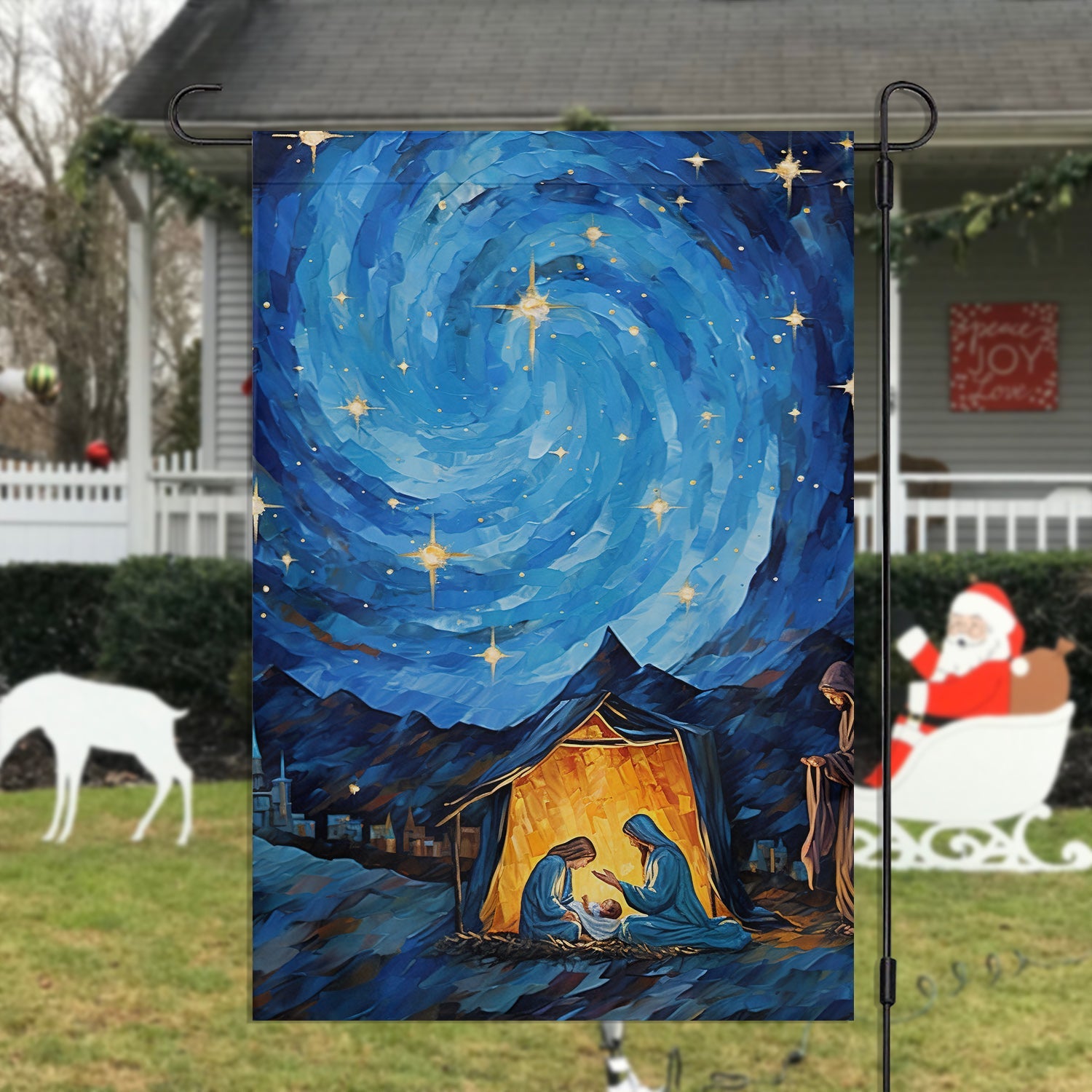 Starry Night Of Blessings Christmas Flag Christians Themed Xmas Gifts For Jesus Lover