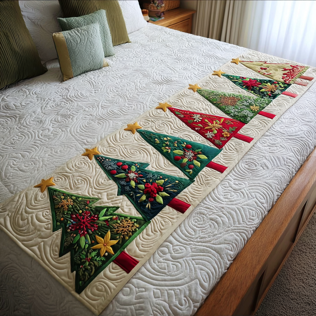 Starry Night Quilted Bed Runner Christmas Holiday Decor Xmas Gifts For Sister In Law