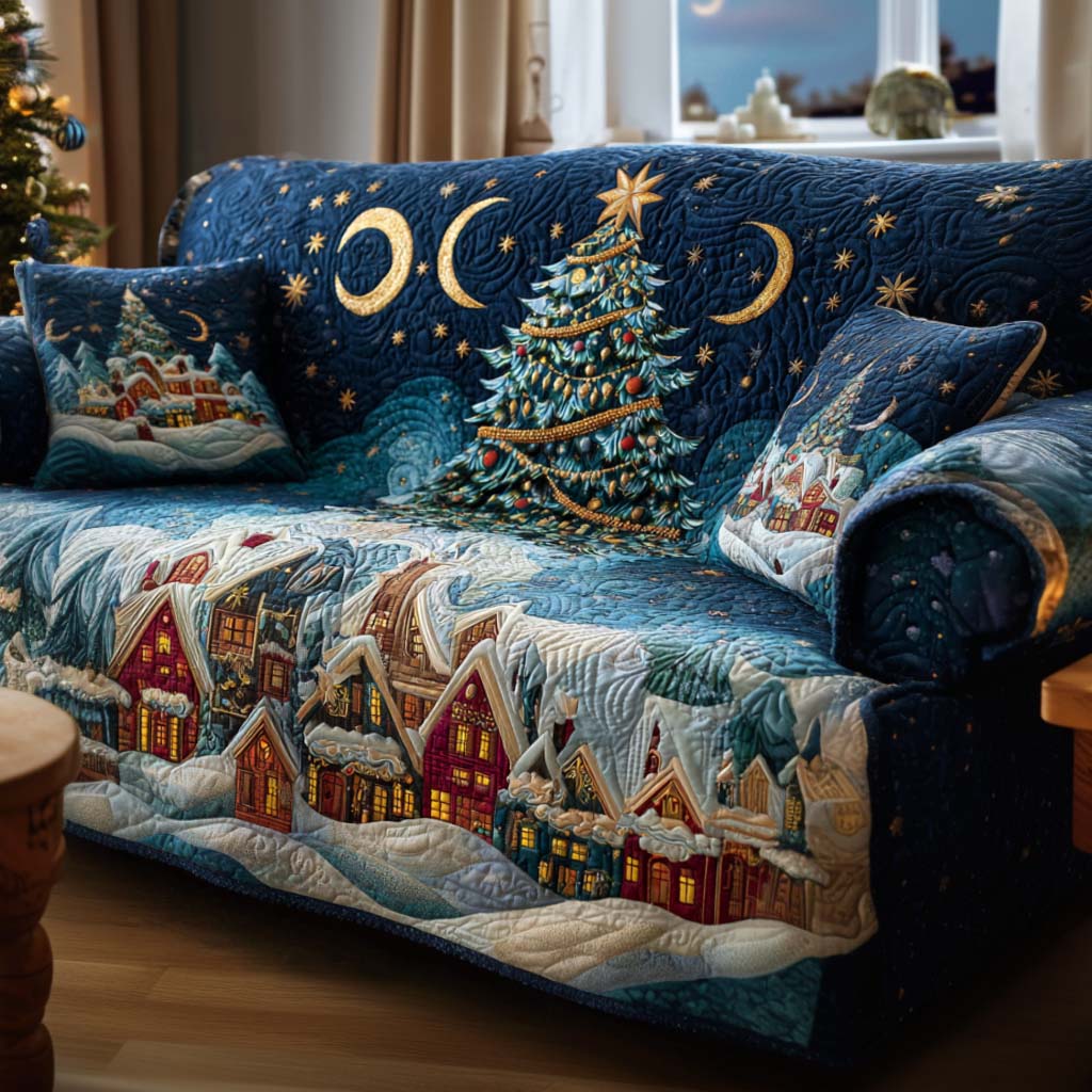 Starry Night Quilted Sofa Cover Christmas Family Room Decor Best Family Gifts