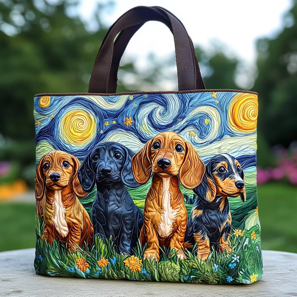 Starry Night Trails Quilted Tote Bag Gift For Dog Lovers Owners