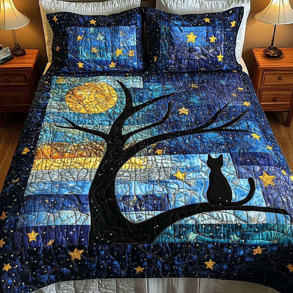 Starry Night Watch Quilted Bedding Set Bed Decor Ideas Cat Themed Christmas Presents