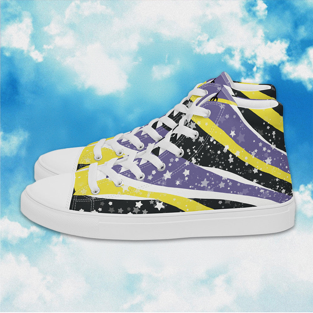 Starry Non Binary High Top Shoes Non Binary Pride Human Rights Sneakers LGBTQ Merchandise Starry Non Binary High Top Shoes Non Binary Pride Human Rights Sneakers LGBTQ Merchandise