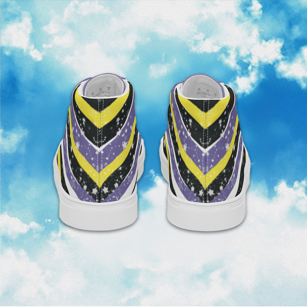 Starry Non Binary High Top Shoes Non Binary Pride Human Rights Sneakers LGBTQ Merchandise Starry Non Binary High Top Shoes Non Binary Pride Human Rights Sneakers LGBTQ Merchandise
