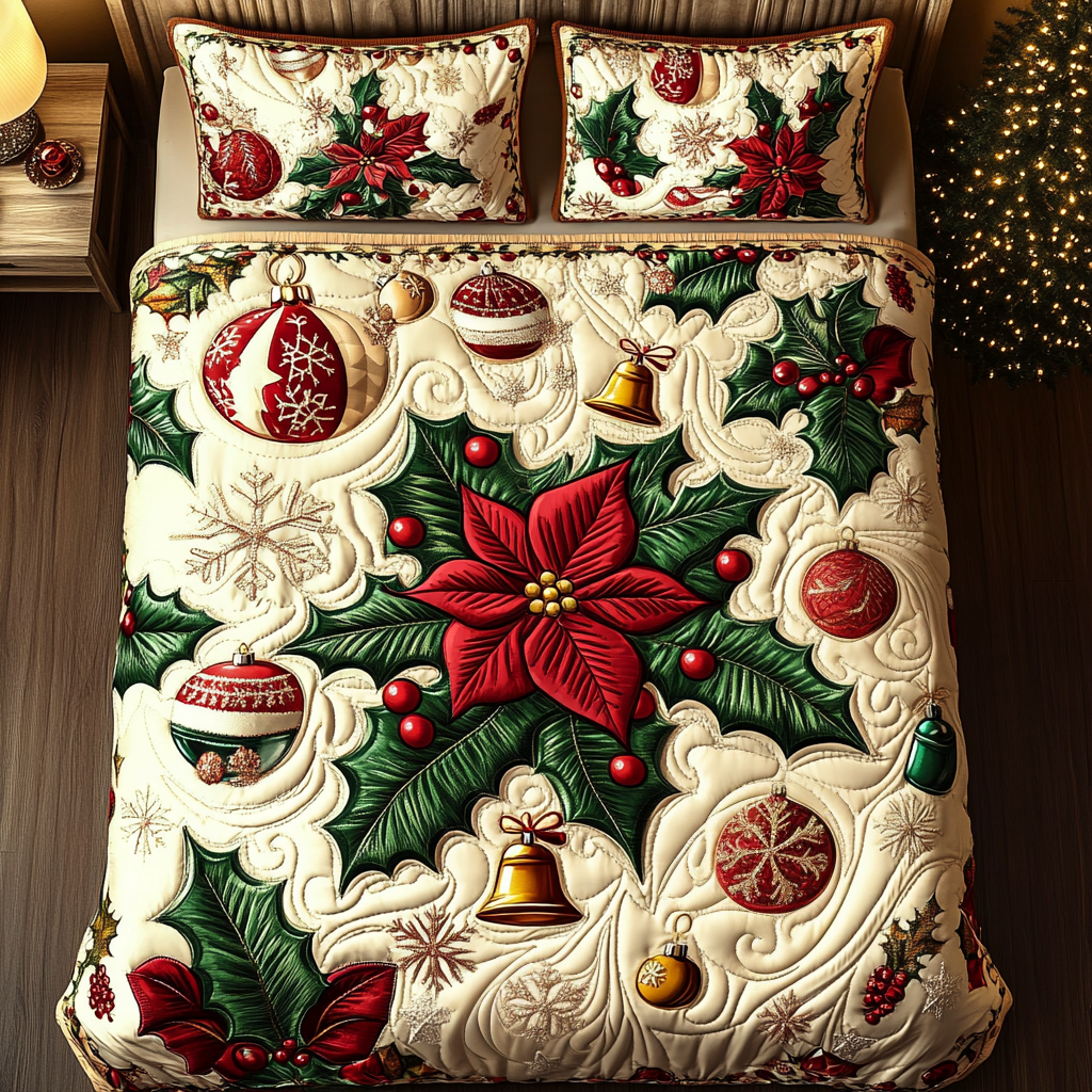 Starry Ornaments Quilted Bedding Set Best Holiday Duvet Covers Christmas Gifts For Relatives