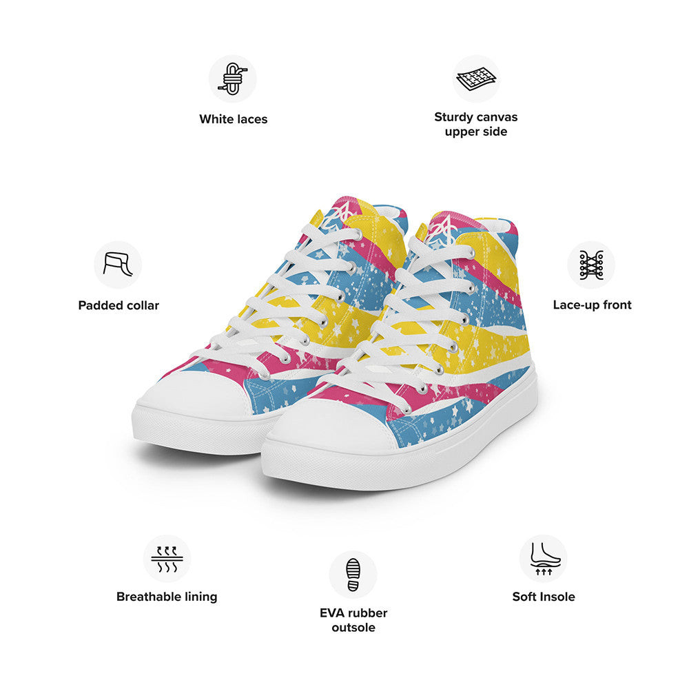 Starry Pansexual High Top Shoes Pansexual Pride Human Rights Sneakers LGBTQ Merchandise Starry Pansexual High Top Shoes Pansexual Pride Human Rights Sneakers LGBTQ Merchandise