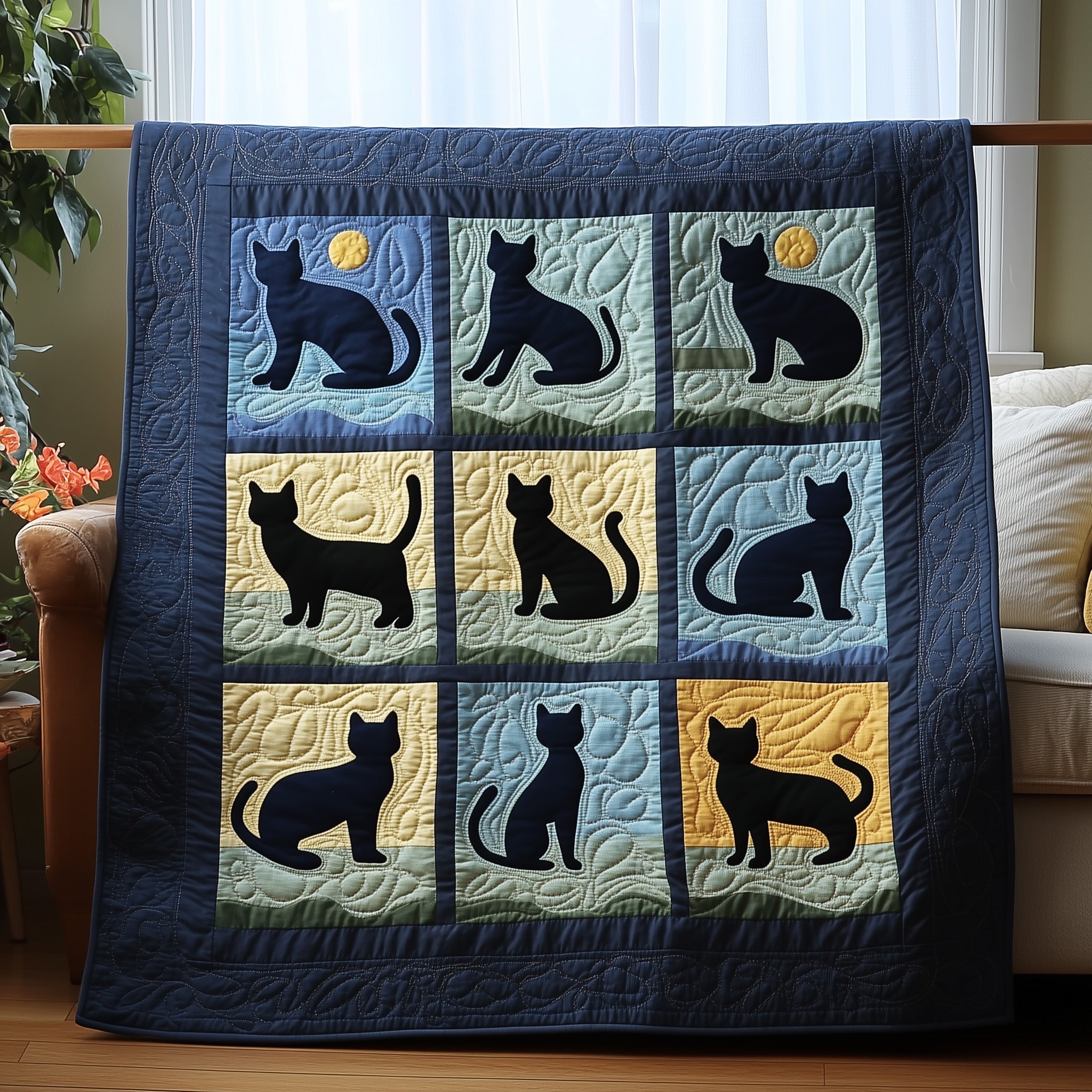 Starry Paws Quilted Blanket Nice Throw BlanketCat Lover Gifts For Him