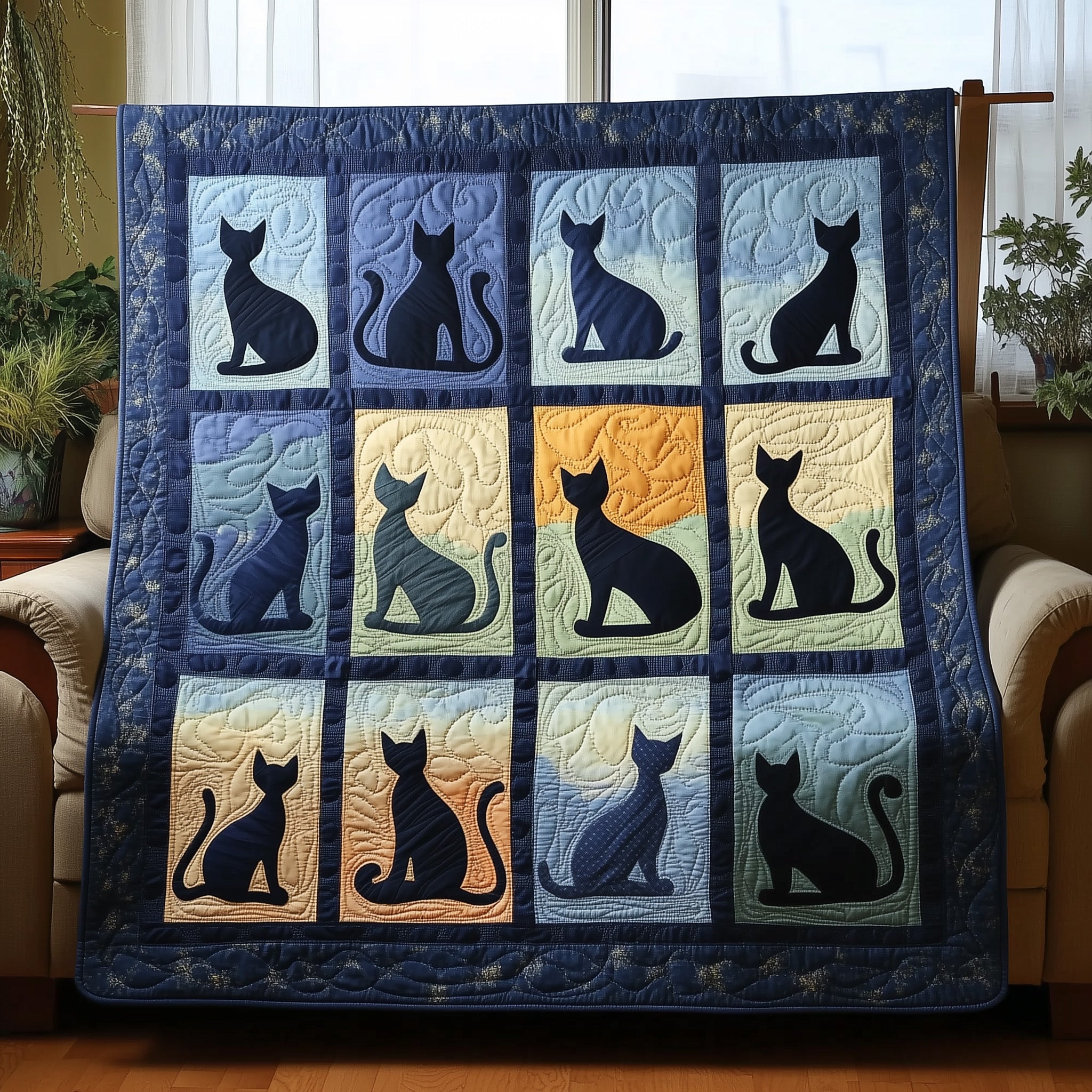 Starry Paws Quilted Blanket Nice Throw BlanketCat Lover Gifts For Kids