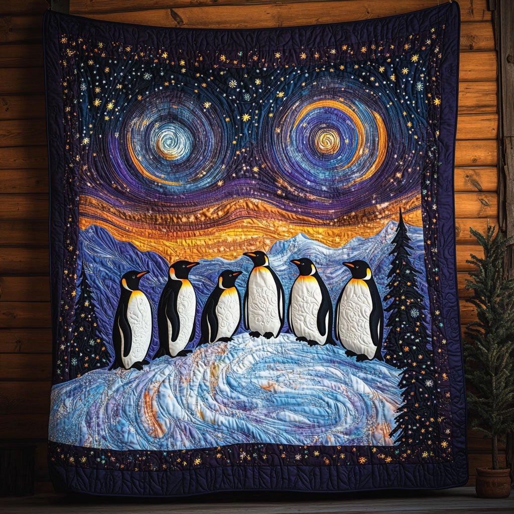 Starry Penguin Quilt Beautiful Printed Quilt Blanket for Home Aesthetics