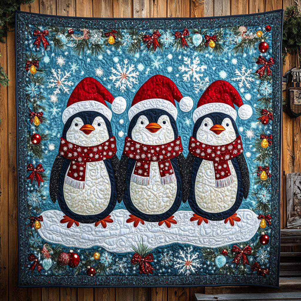 Starry Penguin Quilt Blanket Christmas Blanket Penguin Presents For Her