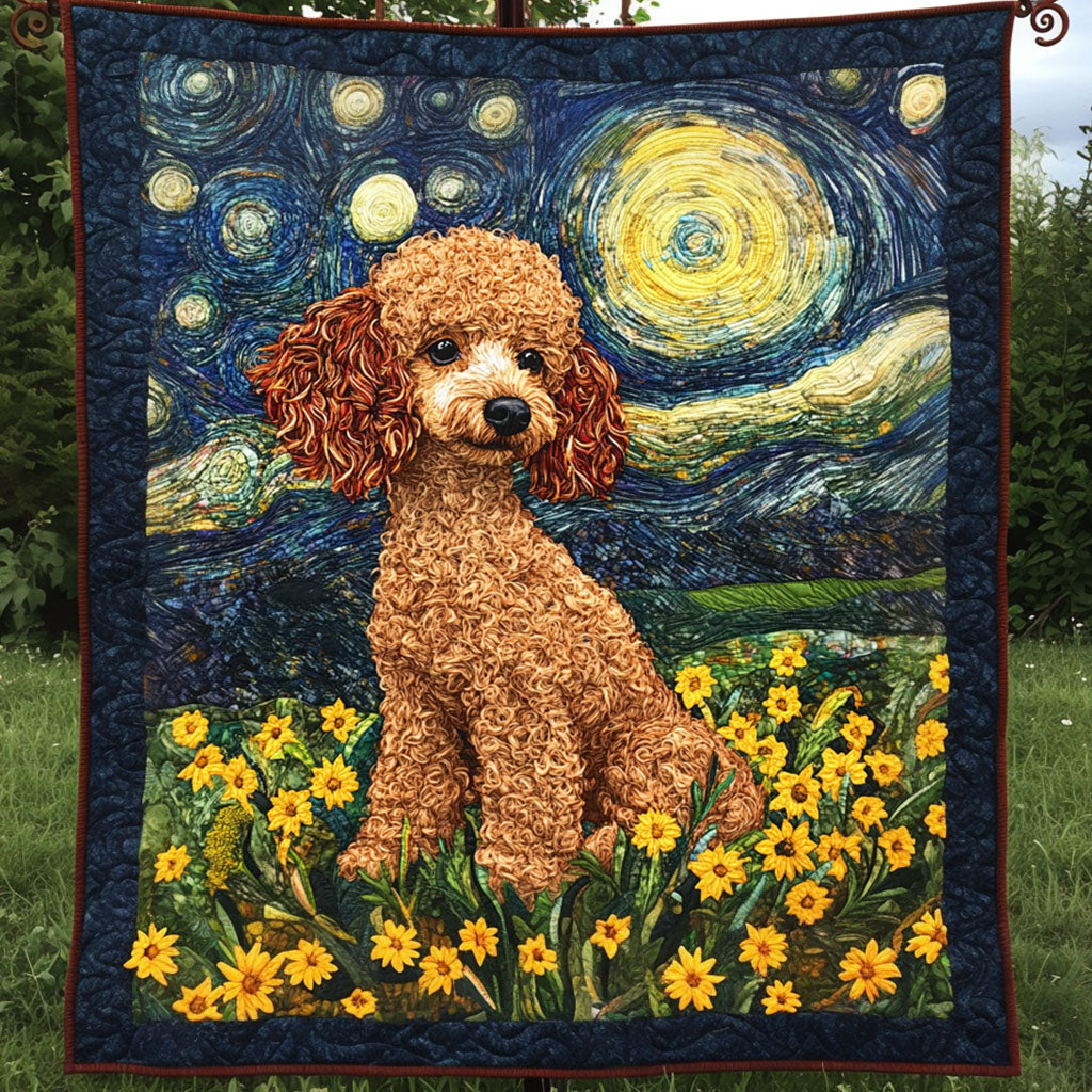 Starry Poodle Quilted Blanket Best Couch Throw Blanket Poodle Mom Gifts