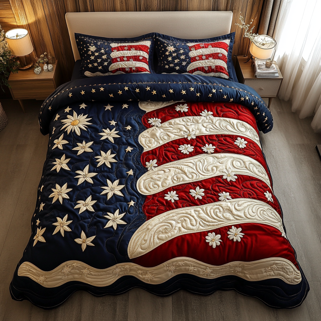 Starry Pride Quilted Bedding Set Perfect Bedroom Gift Set to Show You Care