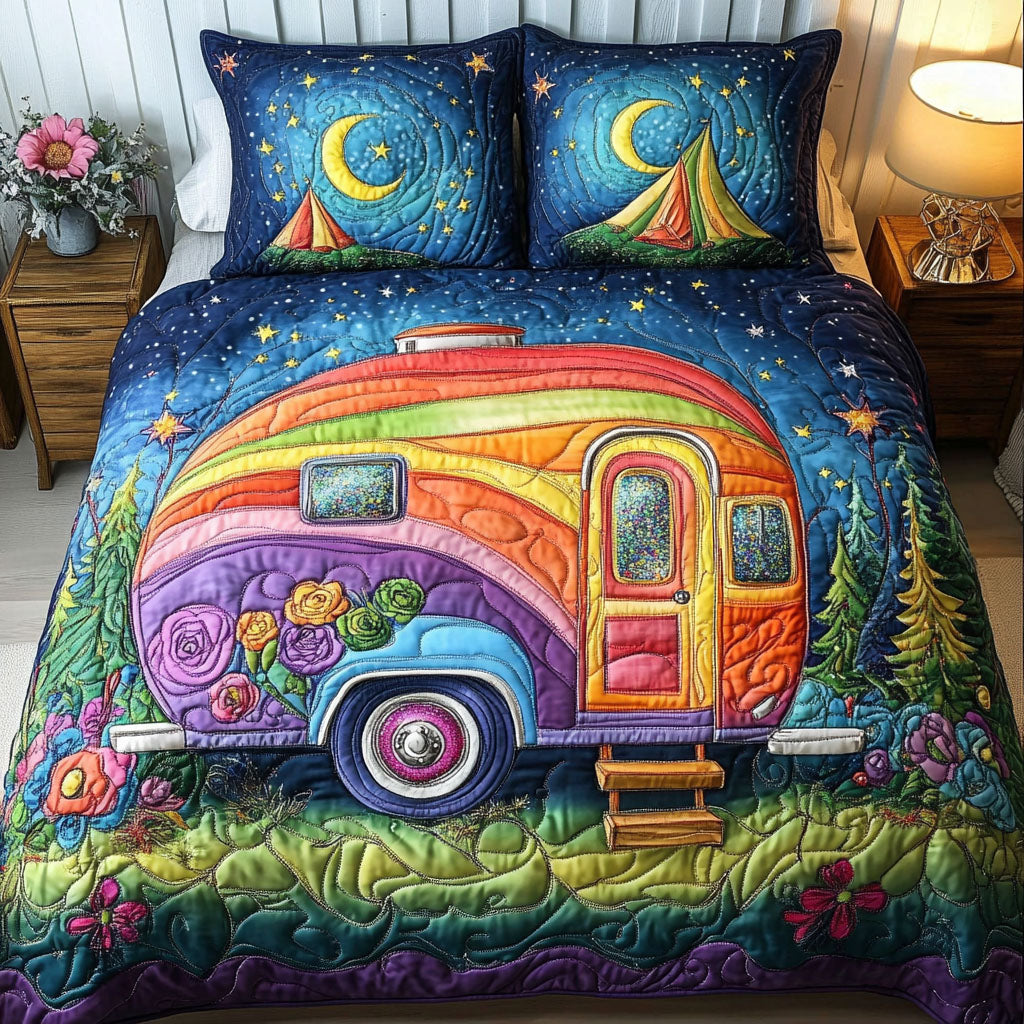 Starry Ride Quilted Bedding Set Cute Bedroom Decor Great Camping Gifts