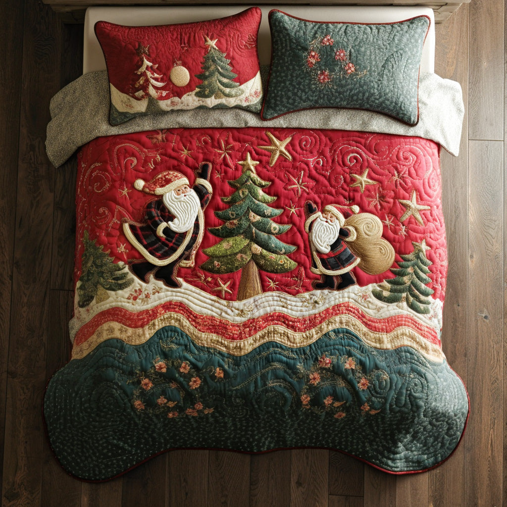 Starry Santa Sky Quilted Bedding Set Best Holiday Duvet Covers Good Gifts For Christmas