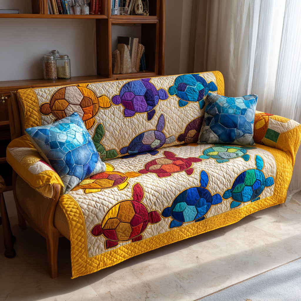 Starry Shore Quilted Sofa Cover Home Decorattions Gifts For Sea Turtle Lovers