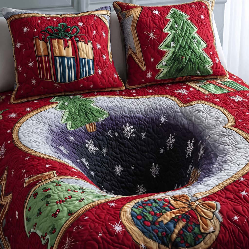 Starry Snowfall Quilted Bedding Set Heartwarming Bedding Gift for Loved Ones