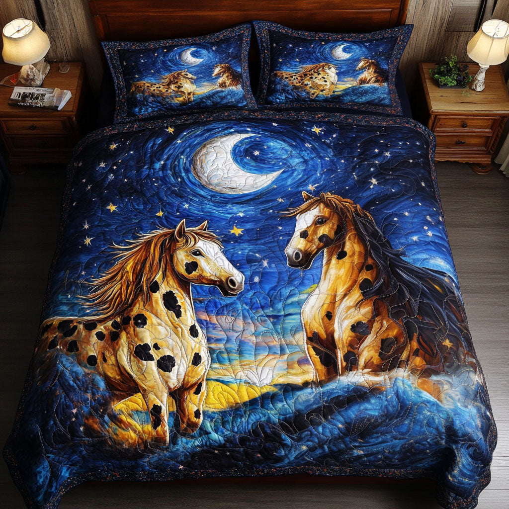 Starry Stallions Quilted Bedding Set Bed Decor Ideas Horse Gifts For Equestrian Riders