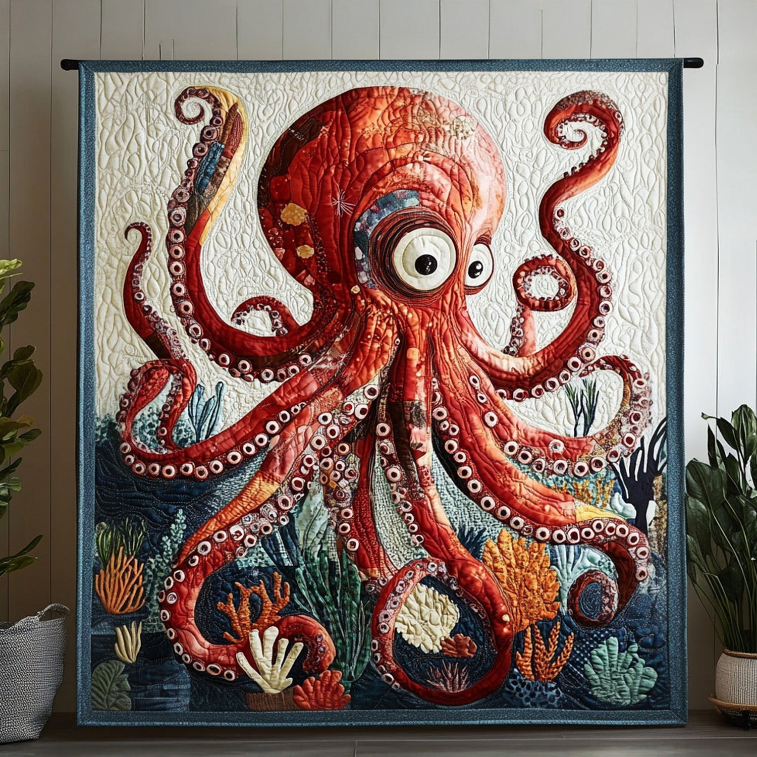 Starry Tentacles Quilted Blanket Christmas Bedroom Decor Octopus Gifts For Him Her