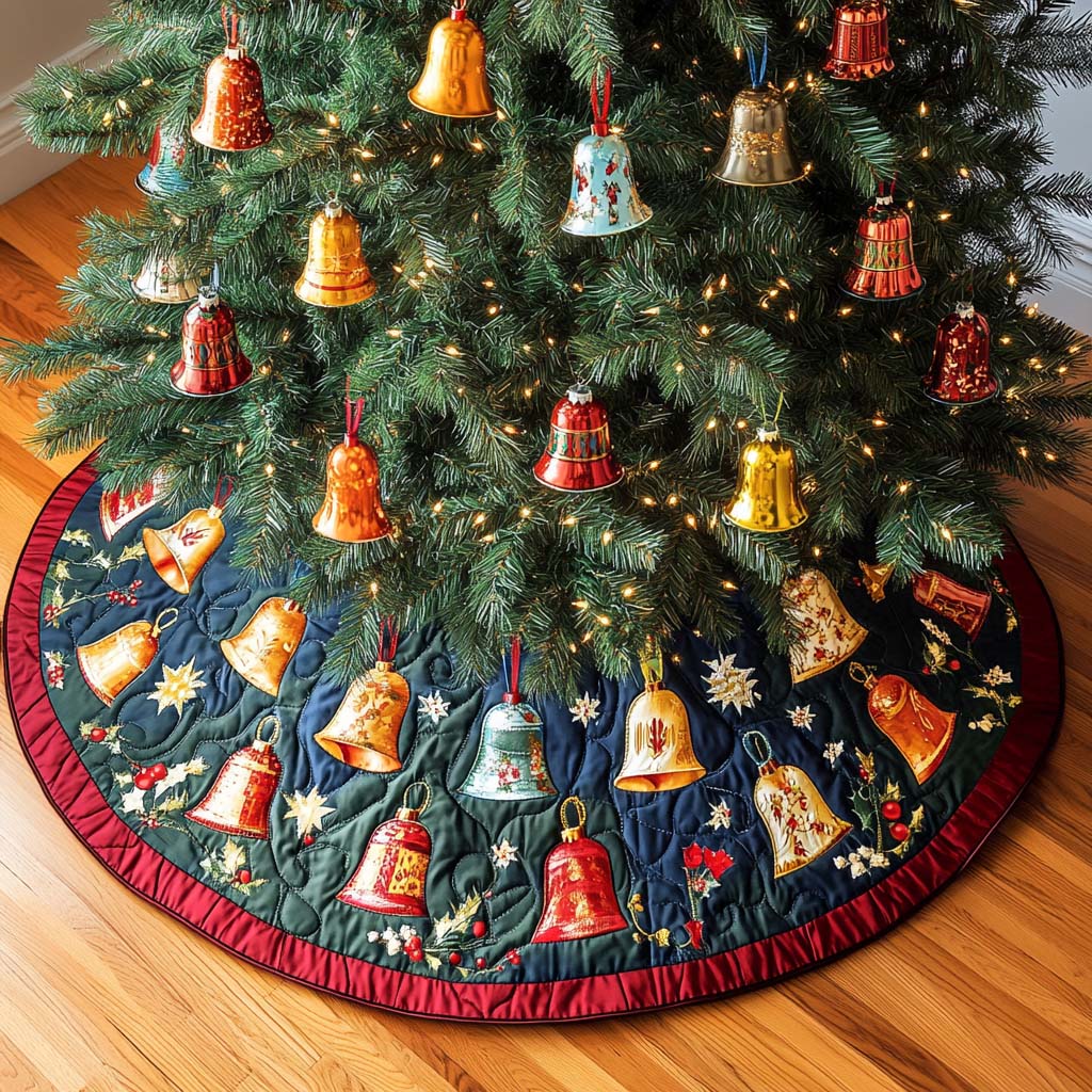 Starry Tones Christmas Quilted Tree Skirt Family Holiday Gathering Decor