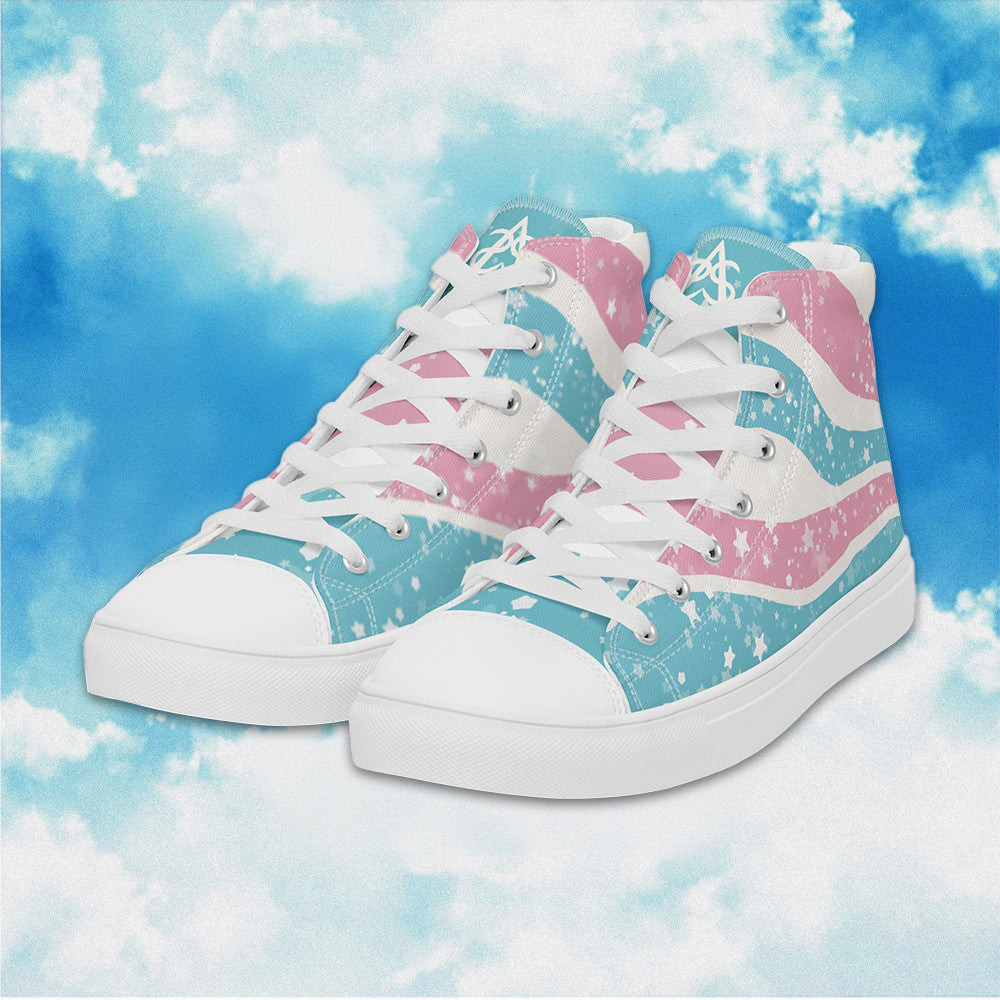 Starry Transgender High Top Shoes Transgender Pride Human Rights Shoes Gifts For Gay Lesbian