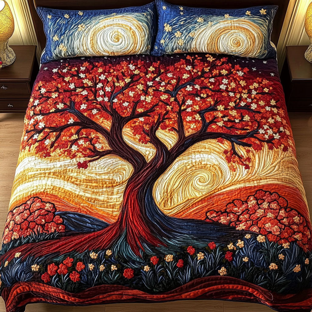 Starry Tree Quilted Bedding Set Aesthetic Room Decor Tree Of Life Christmas Gifts