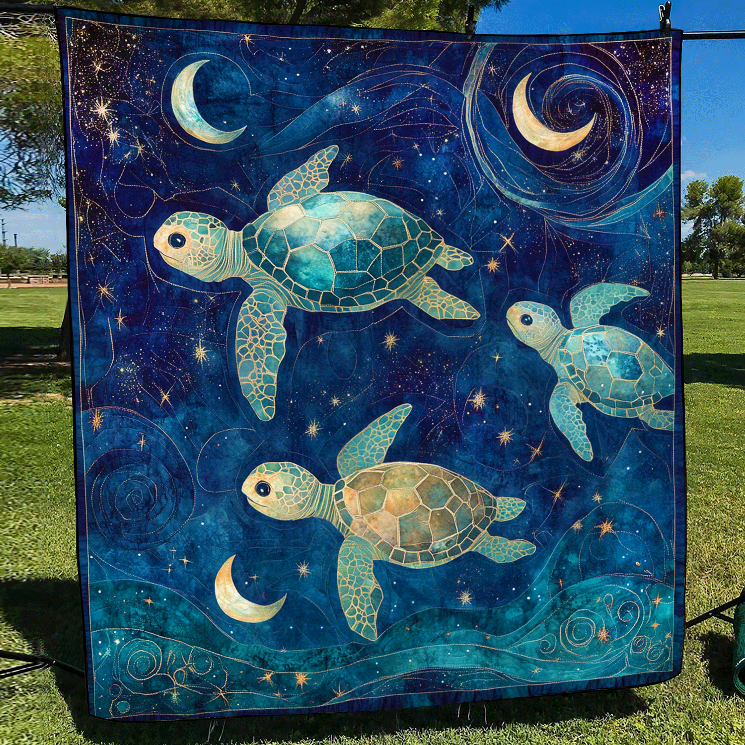 Starry Turtle Quilted Blanket Unique Gifts For Turtle Lovers