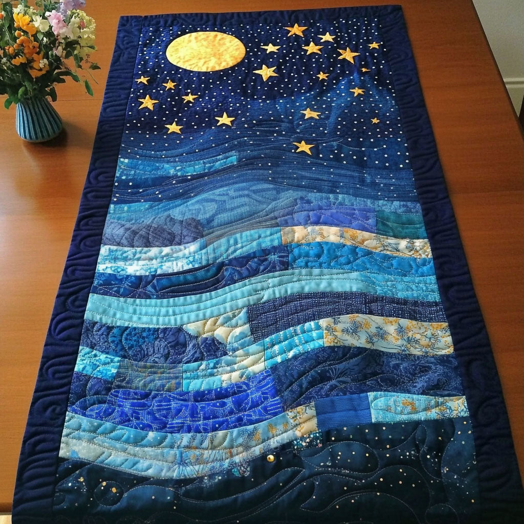Starry Waves Quilted Table Runner Dining Room Decor Ideas Best Gifts For Ocean Lovers