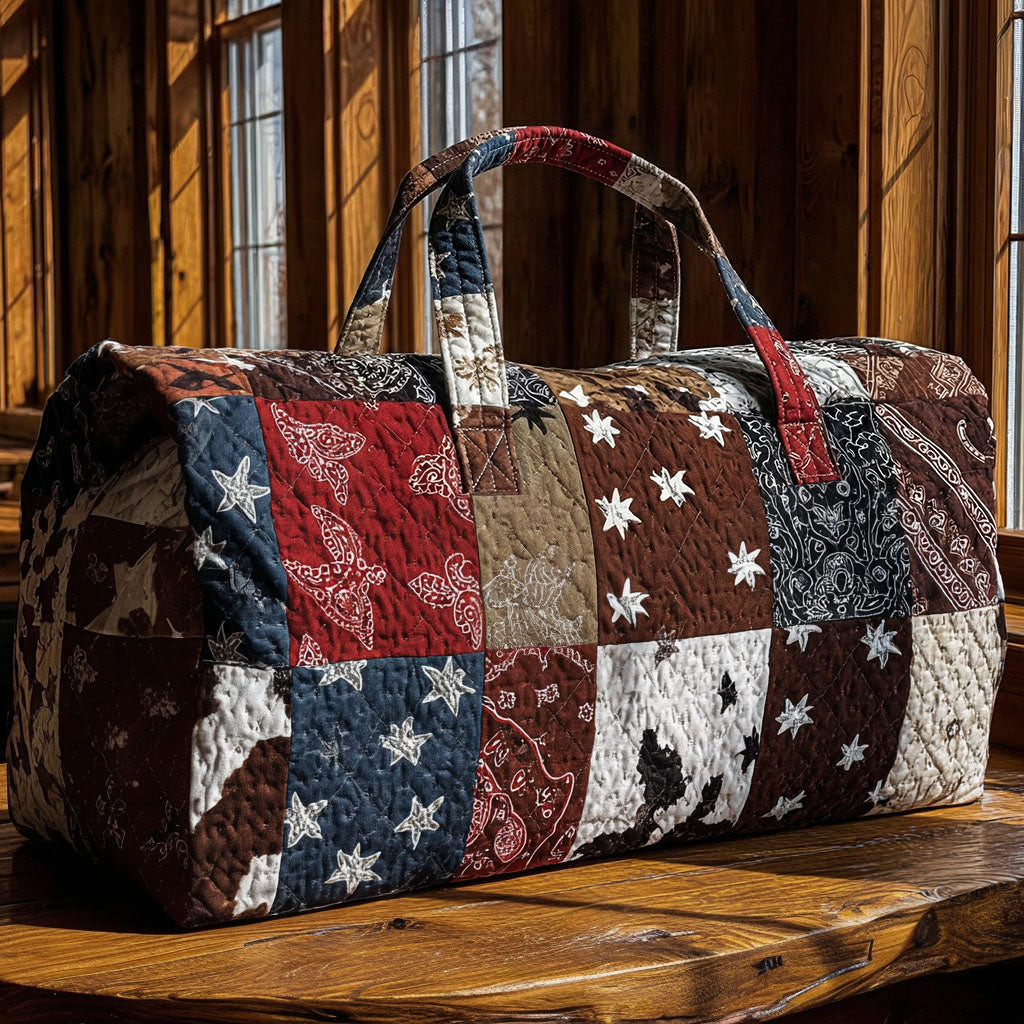 Starry Western Quilted Duffle Bag Cowboy Travel Gear Best Gift For Western Lovers