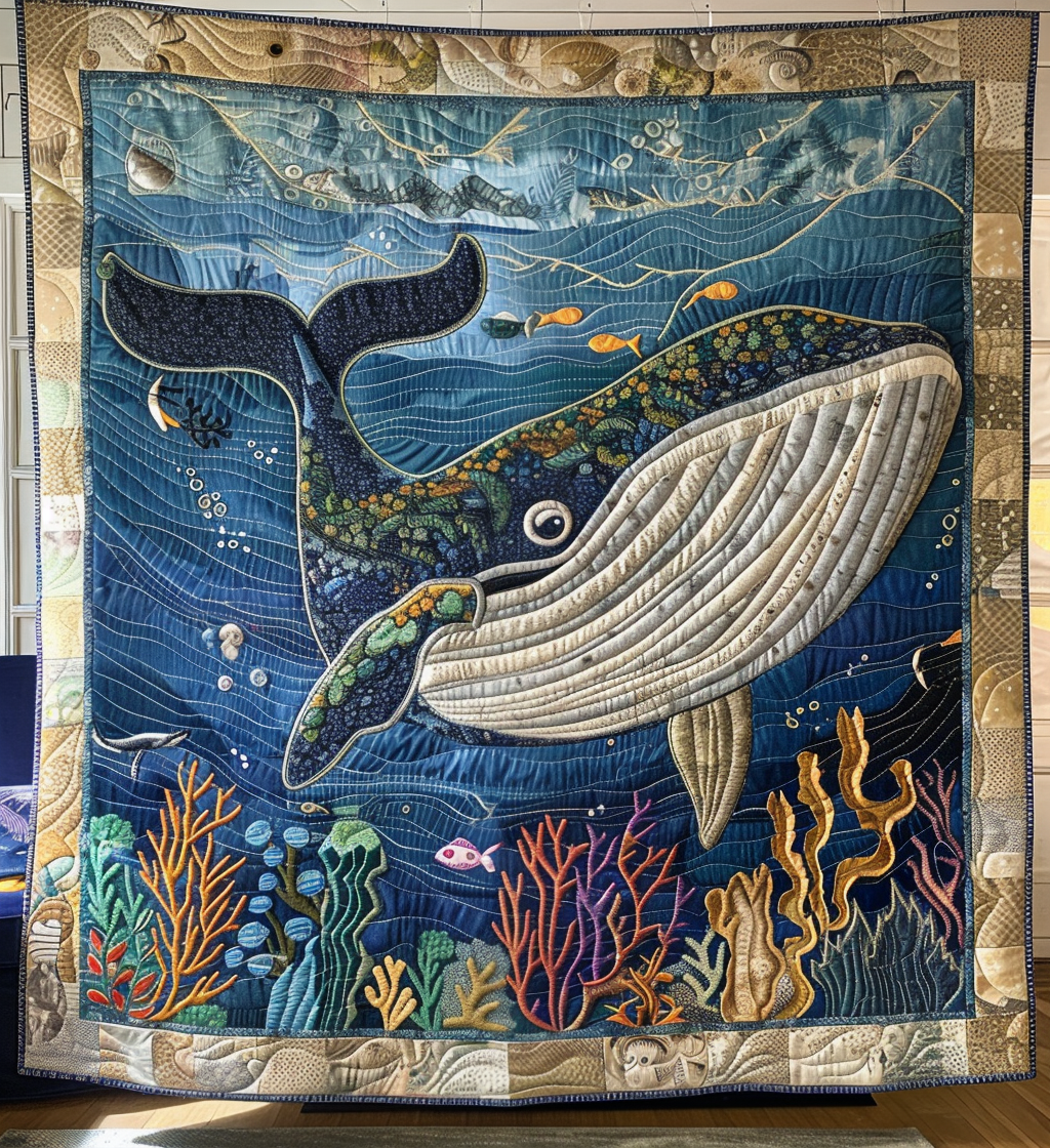 Starry Whale Quilted Blanket Gift For Whale Lover