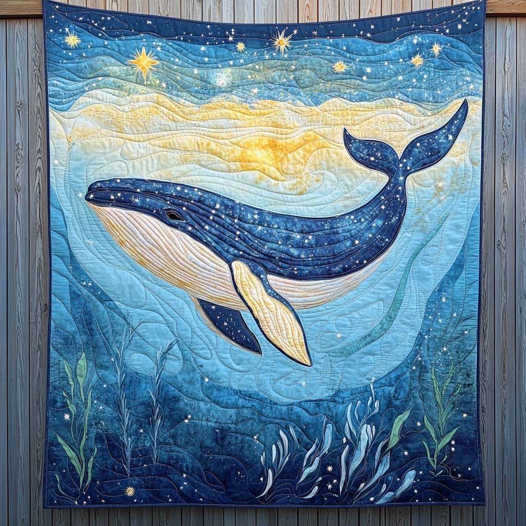 Starry Whale Quilted Blanket Gift For Whale Lover