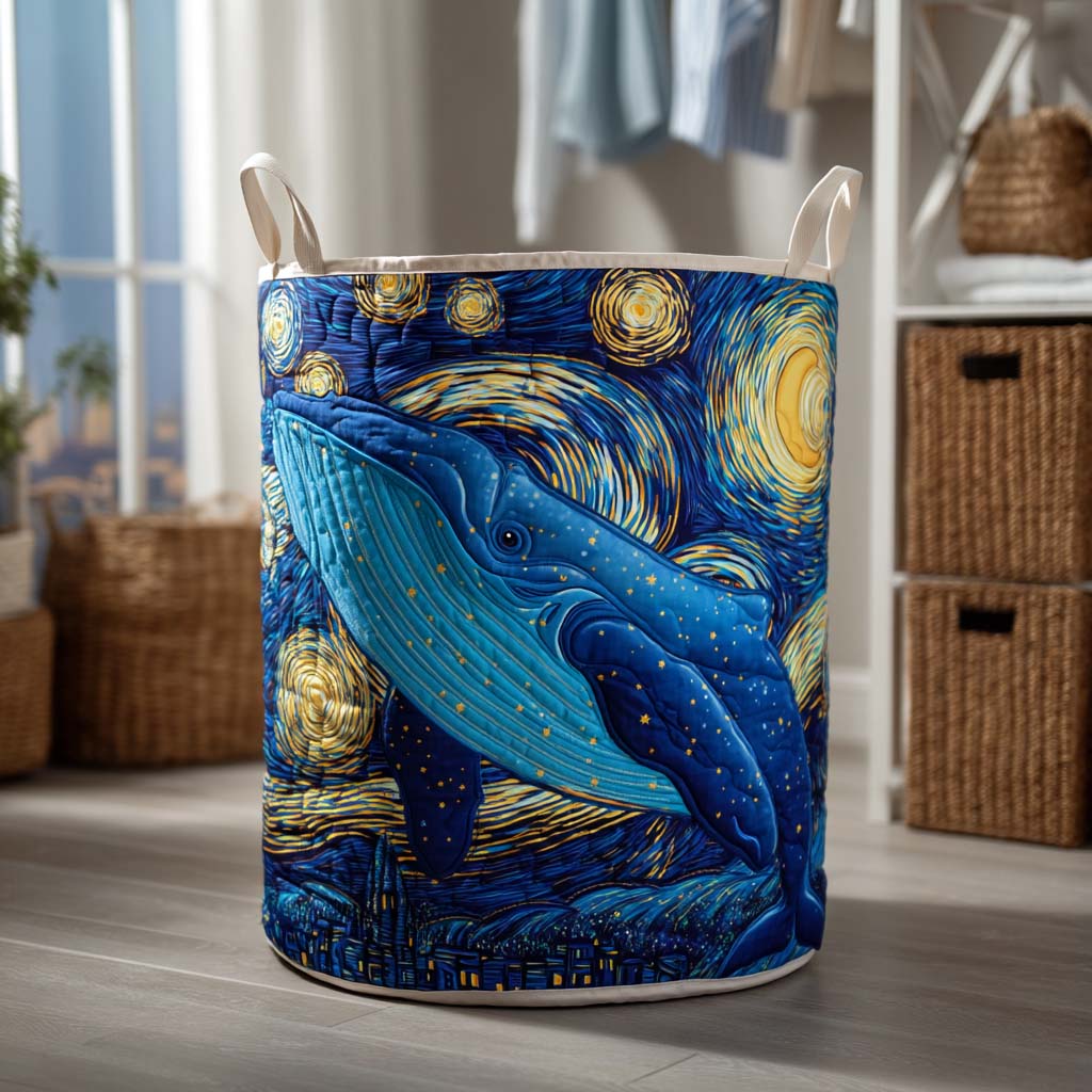 Starry Whale Quilted Laundry Basket Everyday Merch Choice