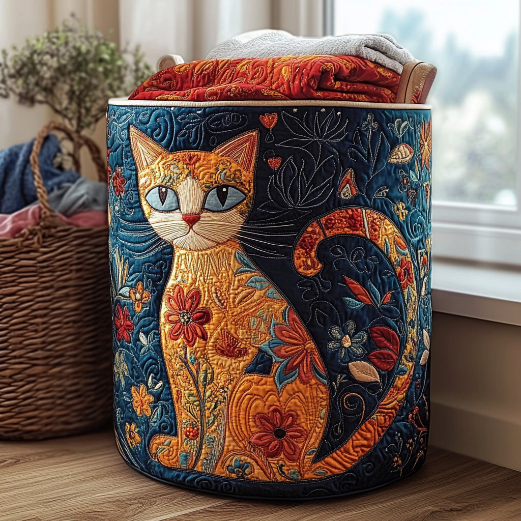 Starry Whiskers Quilted Laundry Basket New Year Merch Gift