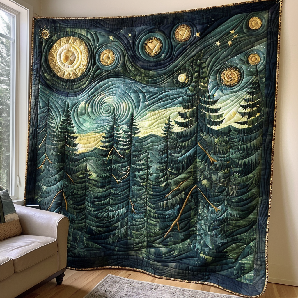 Starry Wood Quilted Blanket Cute Throw Blanket Cool Gifts For Fishing Lovers
