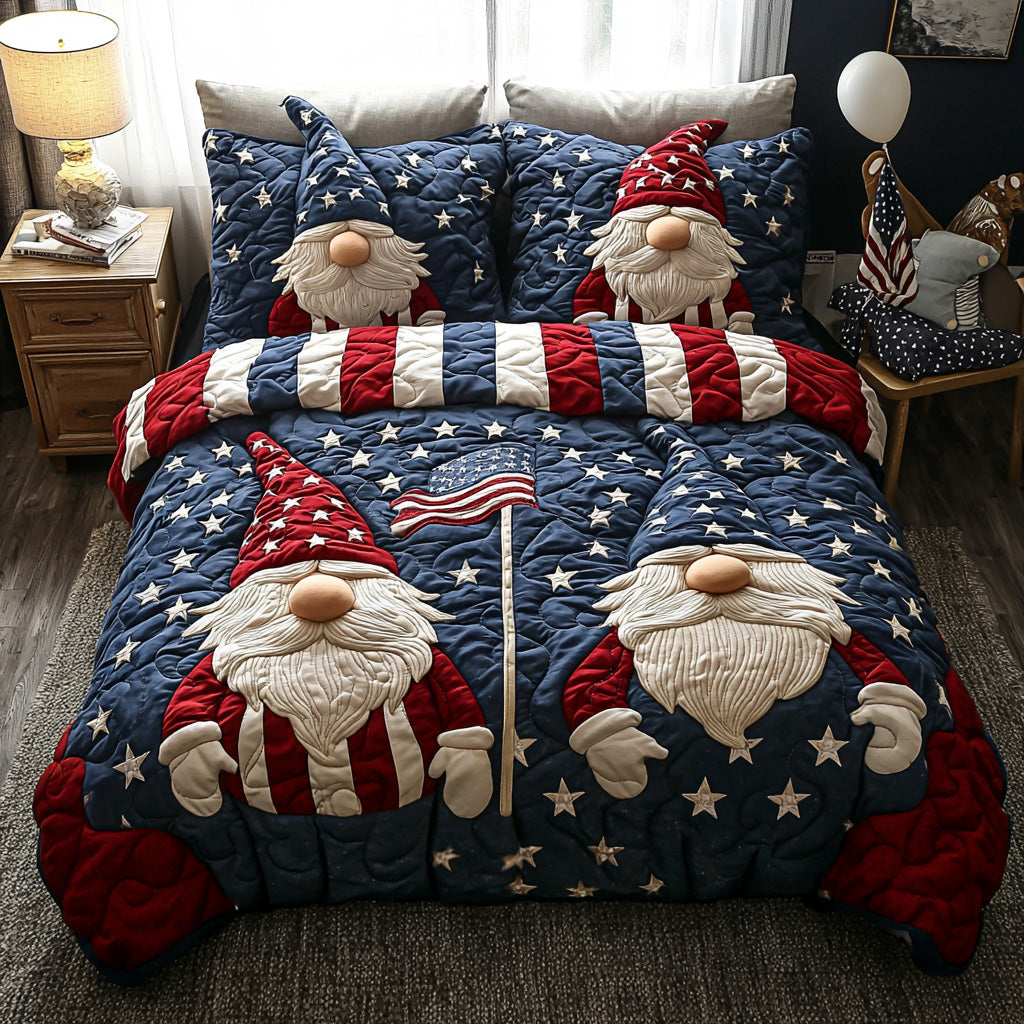 Stars and Beards Quilted Bedding Set Best Bed Sheet Set Patriotic Gifts For Him