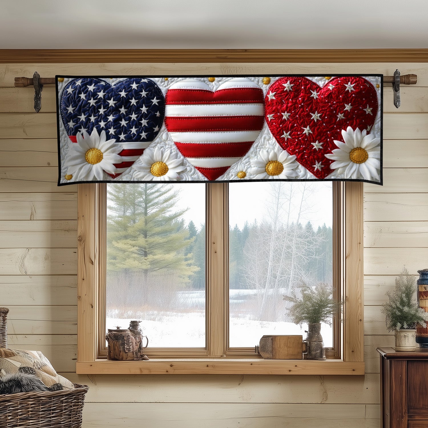 Stars and Daisy Love Quilted Valance Country Curtains Valances Retirement Gift Ideas For Men