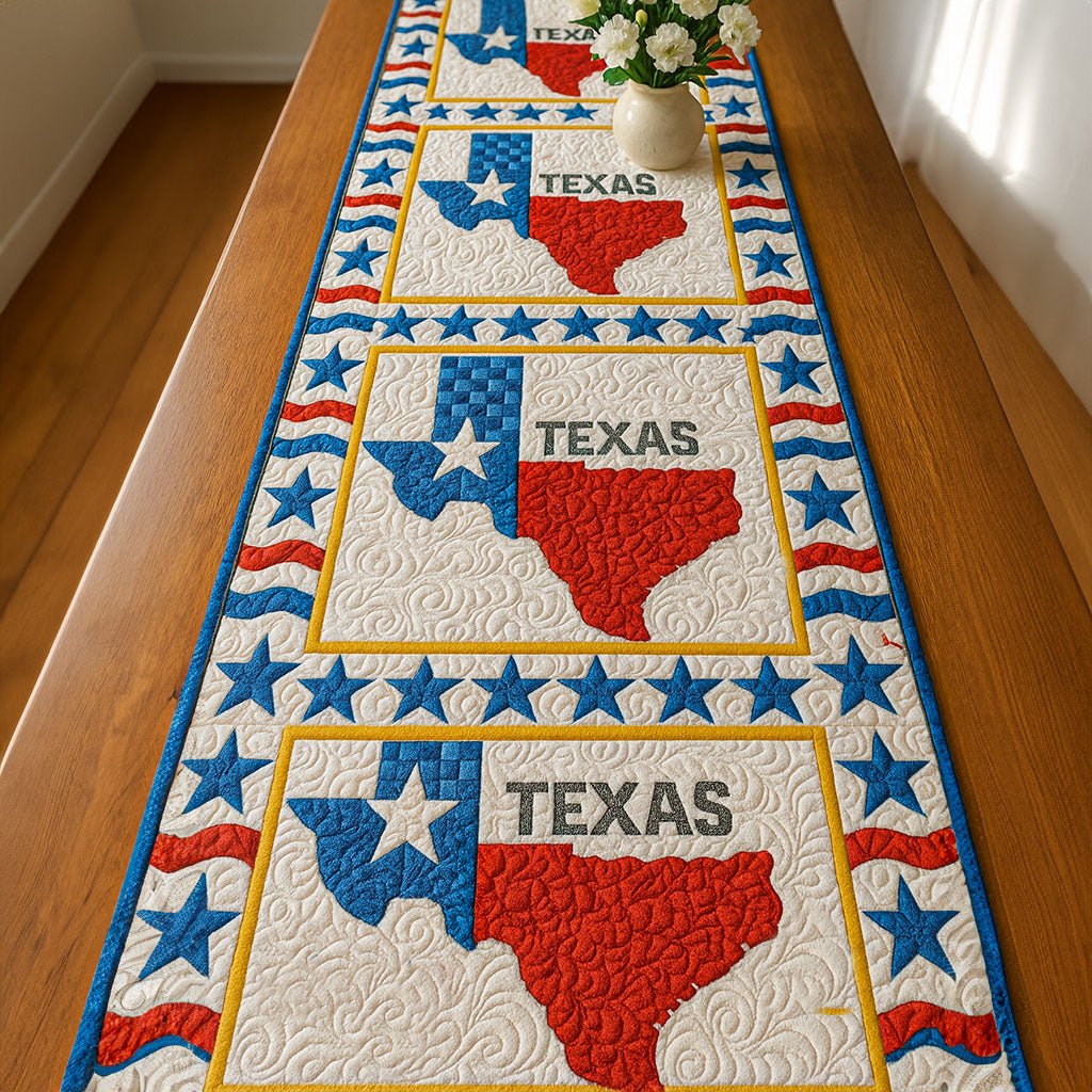 Stars and States Quilted Table Runner Dining Room Table Decor Texas Gifts To Ship