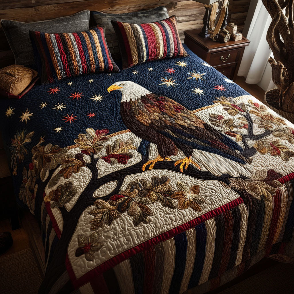 Stars and Stripes Eagle Quilted Bedding Set Patriotic Bedroom Ideas Gift Ideas For Eagle Lovers