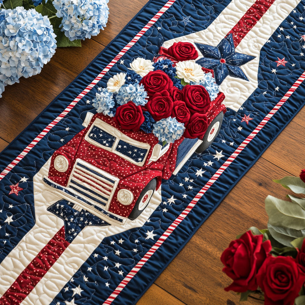 Stars and Stripes Quilted Table Runner Dinner Table Decor Ideas Patriotic Christmas Gifts