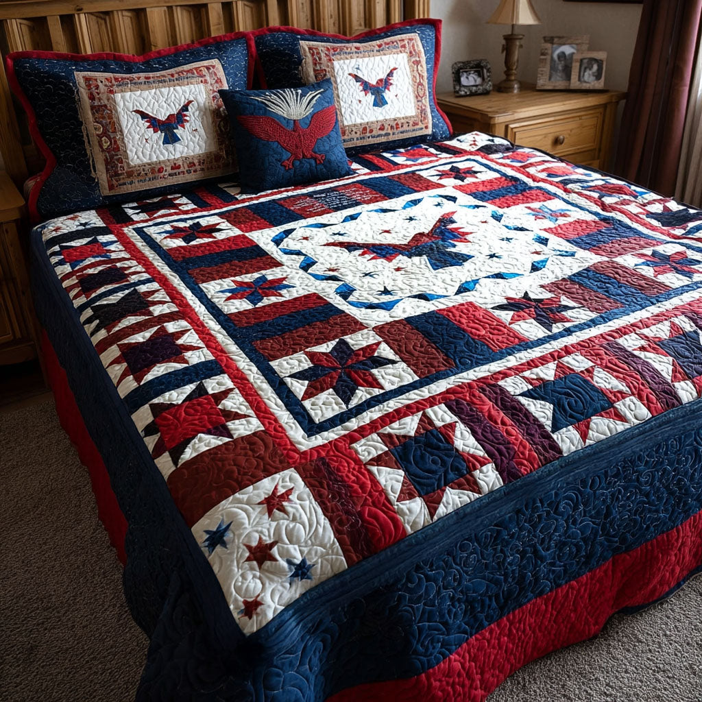Stars and Stripes Soar Quilted Bedding Set Patriotic Bedroom Decor Christmas Ideas For Family