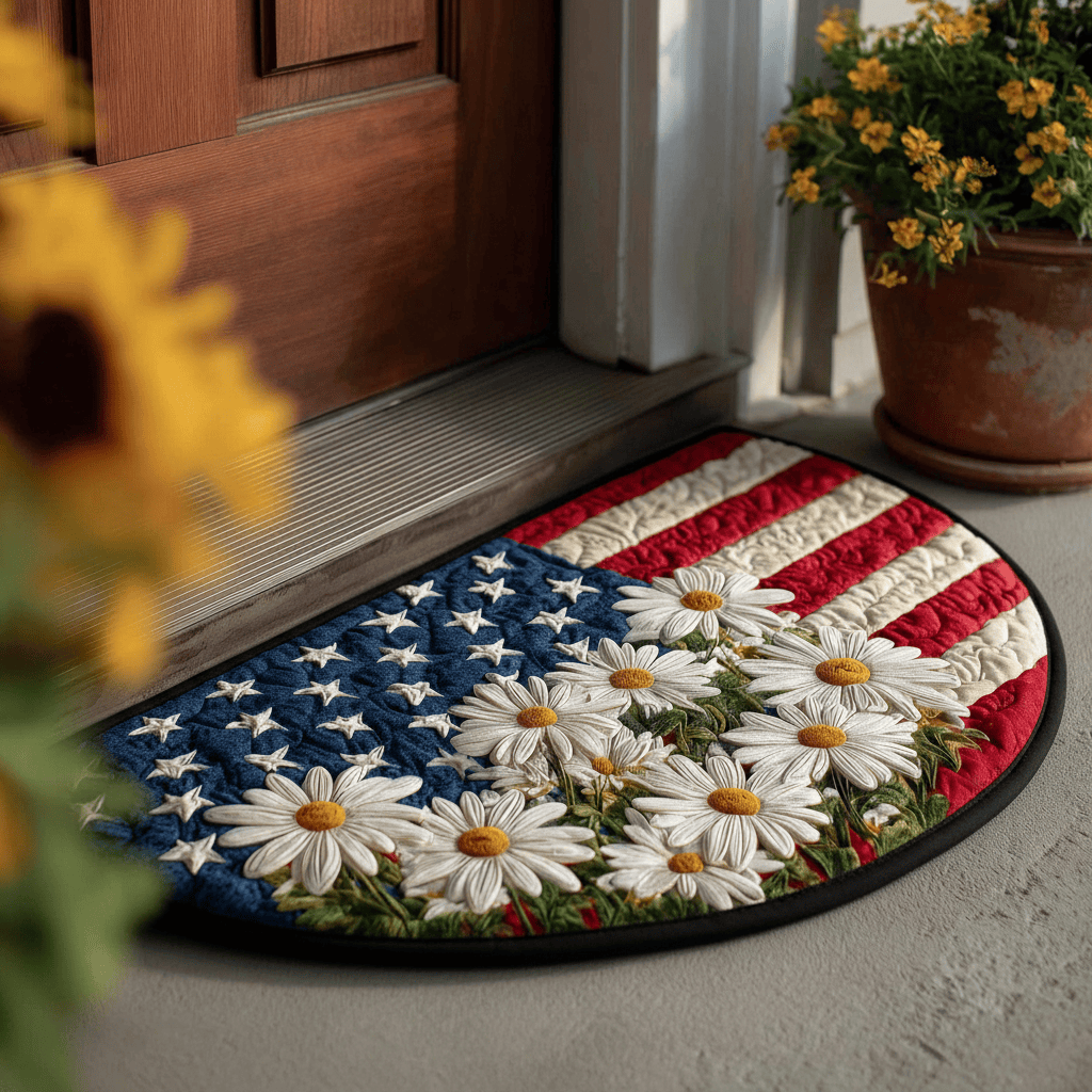 Stars Glory Quilted Welcome Mat American Flag Patriotic Home Decor Best Gift For Home