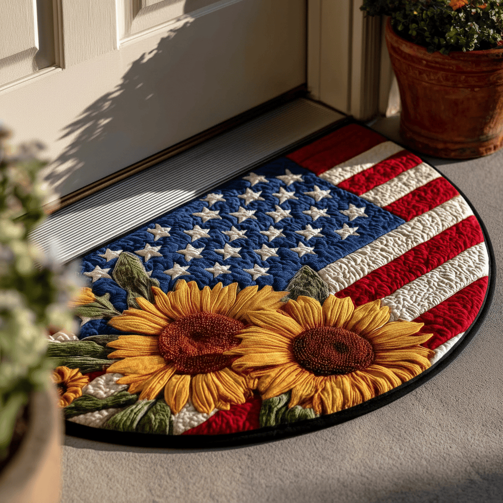 Stars Glory Quilted Welcome Mat Patriotic American Flag Home Decor Best Gift