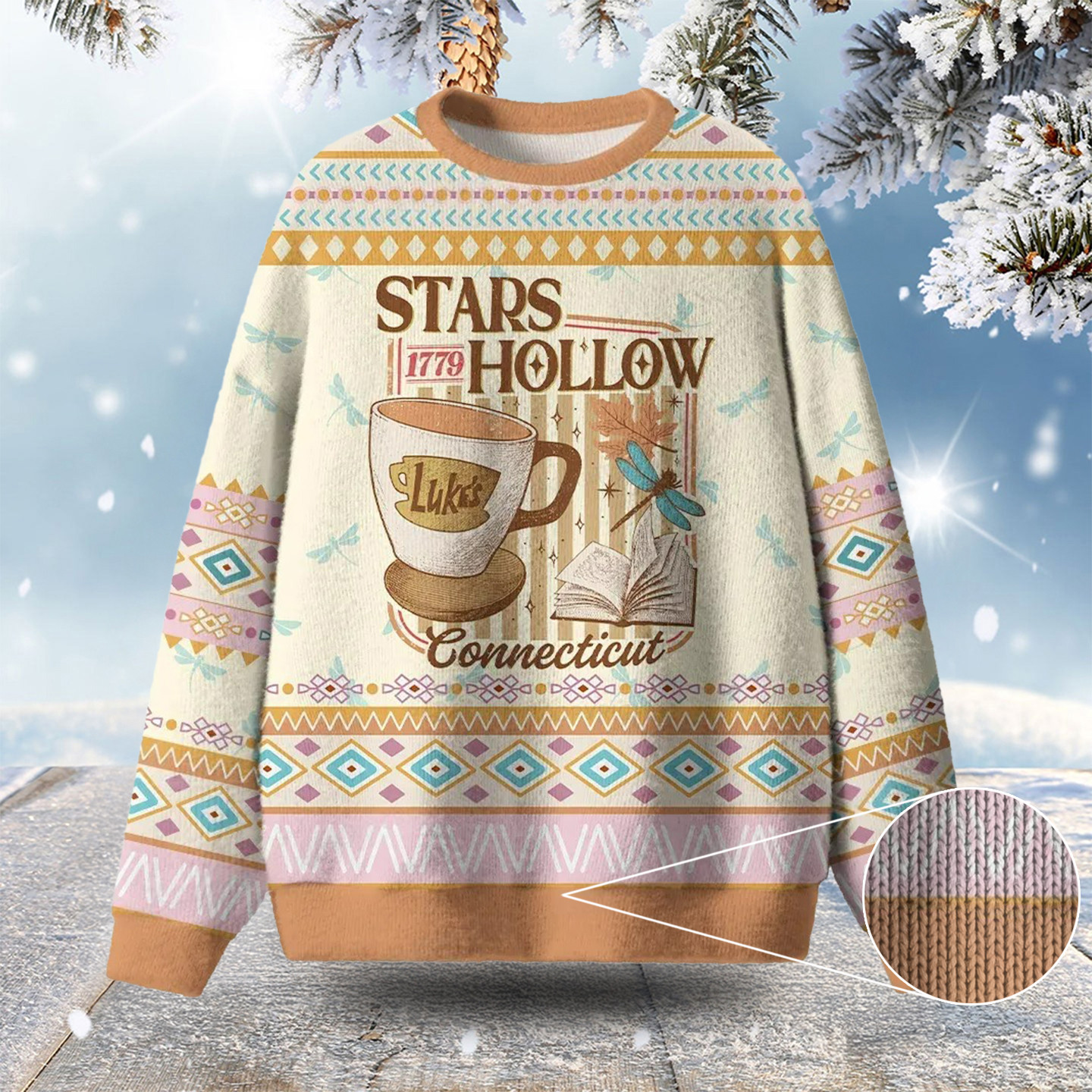 Stars Hollow 1779 Connecticut Ugly Christmas Sweater Winter Clothing Xmas Gifts For Mom