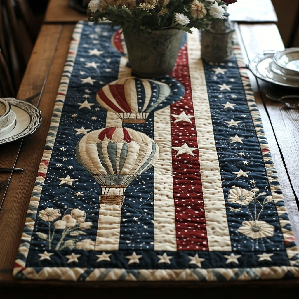 Stars n Stripes Delight Quilted Table Runner Dining Room Decor Patriotic Gift Items