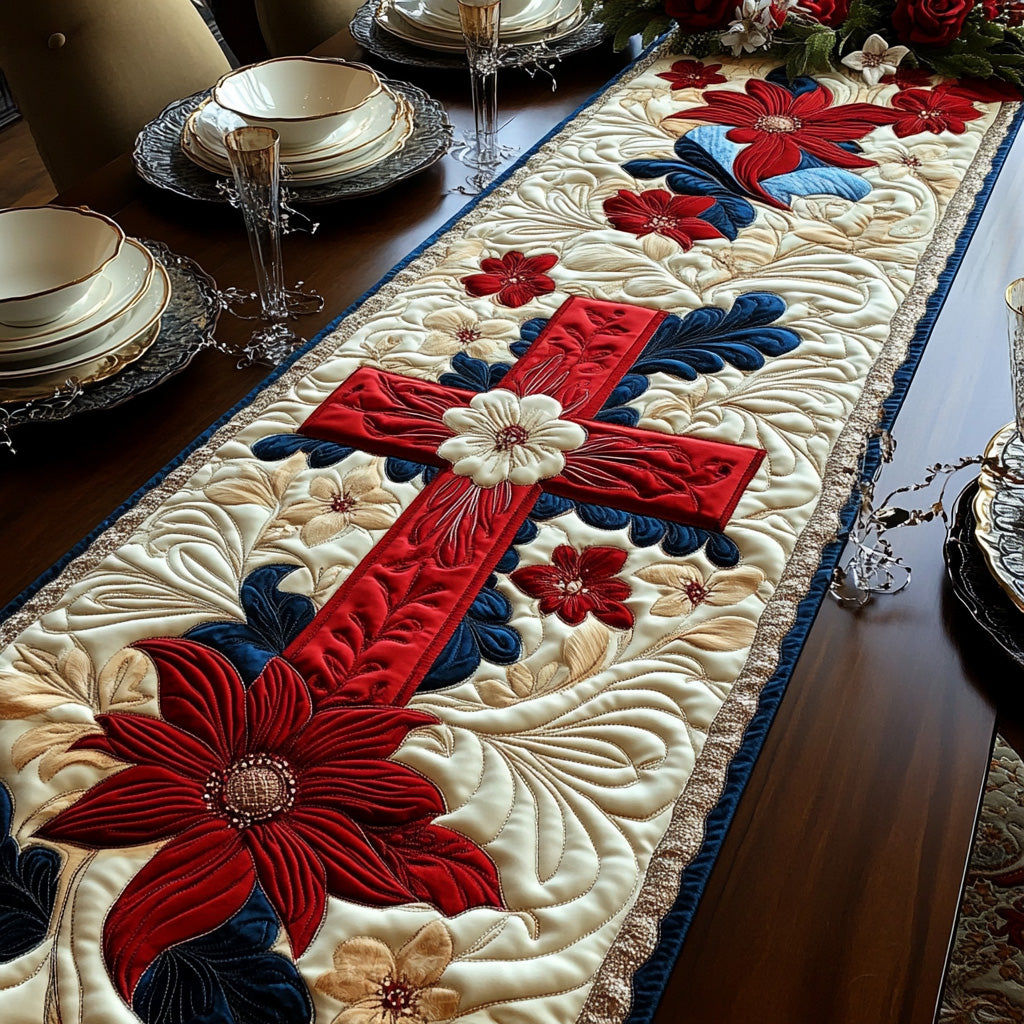 Stars of Grace Quilted Table Runner Holiday Table Throw Gifts For A Patriotic Person