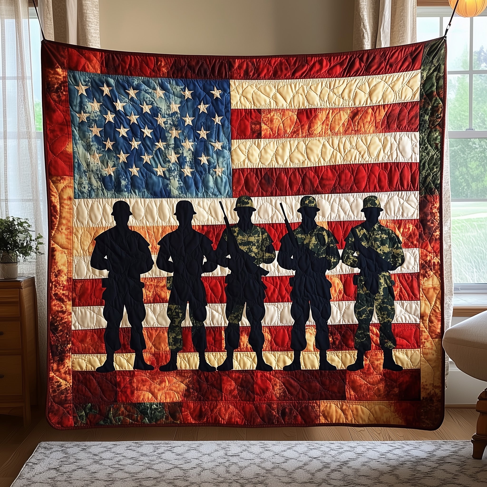 Stars of Honor Quilted Blanket Nice Throw BlanketGreat Gifts For Women