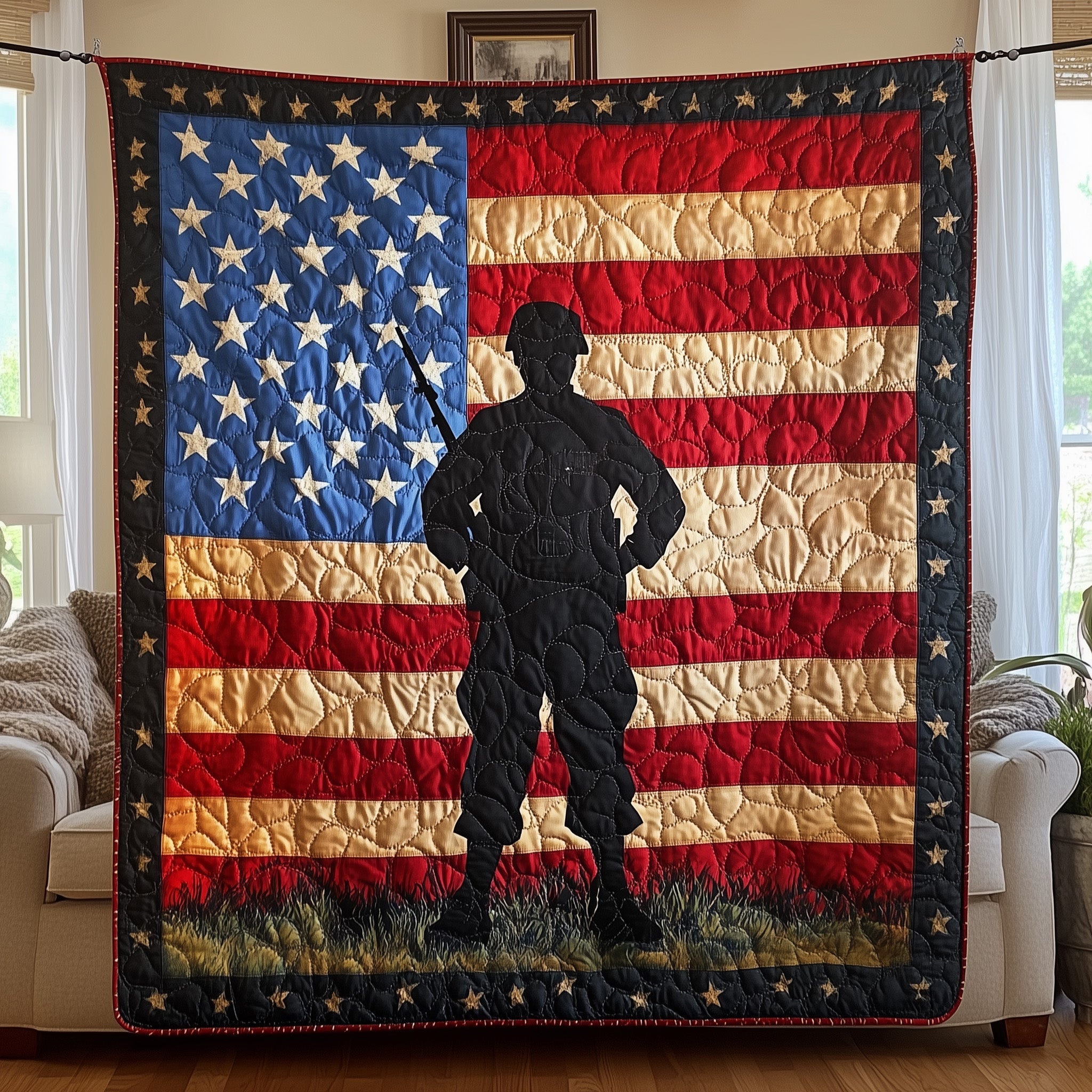 Stars of Honor Quilted Blanket Nice Throw BlanketMeaningful Gifts For Her
