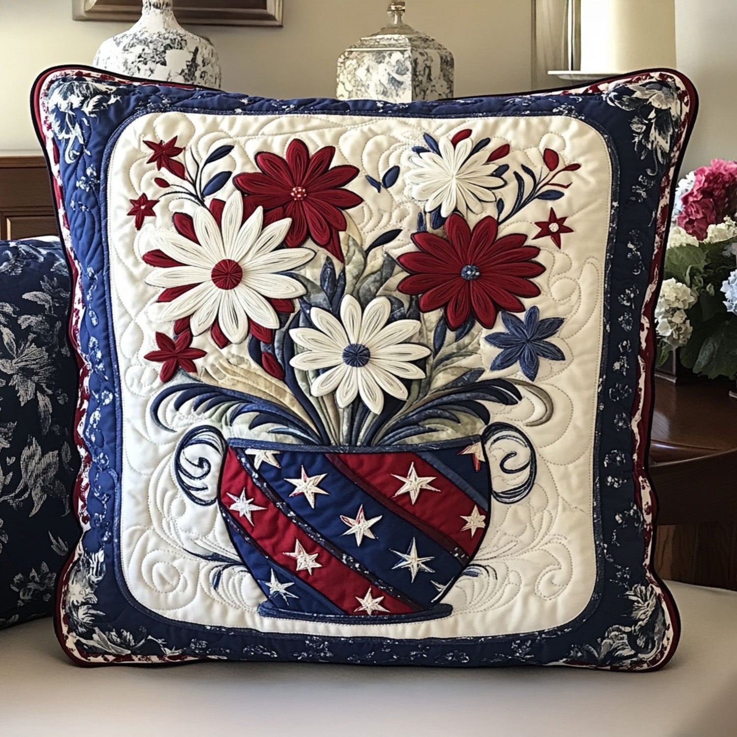 Stars Over Home Quilted Pillow Case Best Cool Pillow Cases Patriotic Themed Gifts