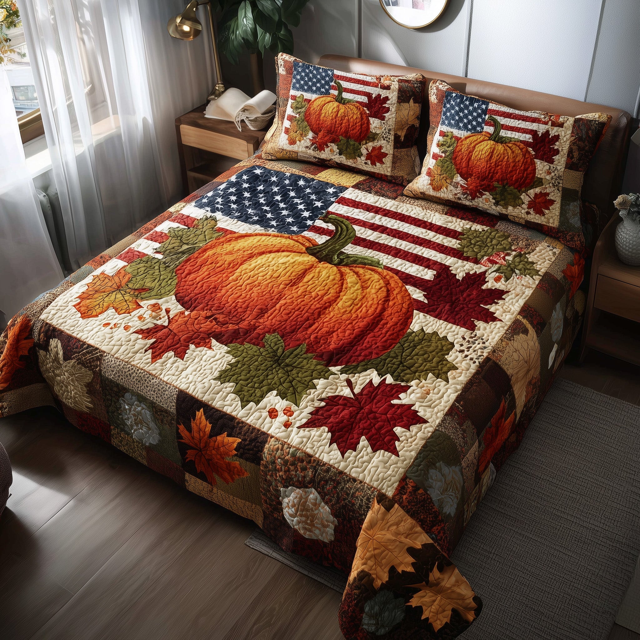 Stars Pumpkin Quilted Bedding Set Wedding Gift