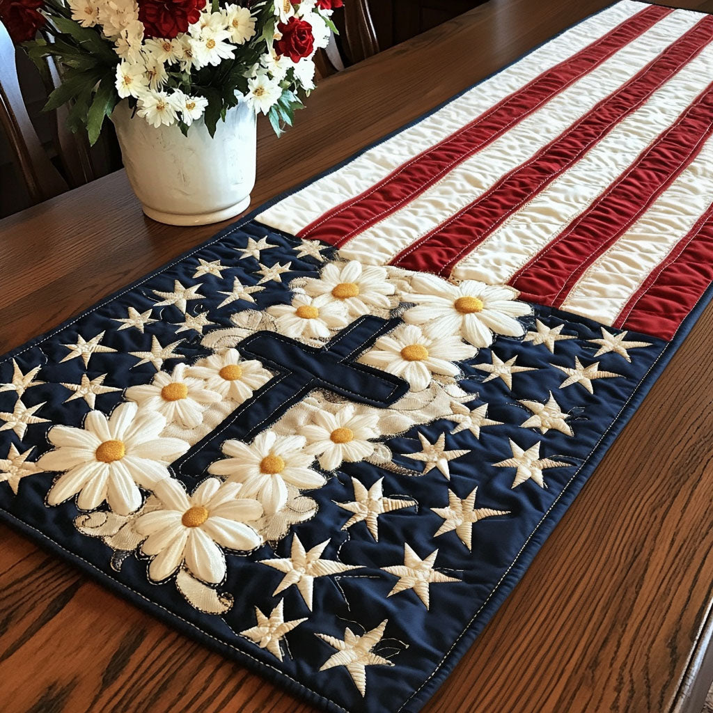 Stars Stripes Grace Quilted Table Runner Christmas Nativity Table Runner Patriotic Themed Gifts