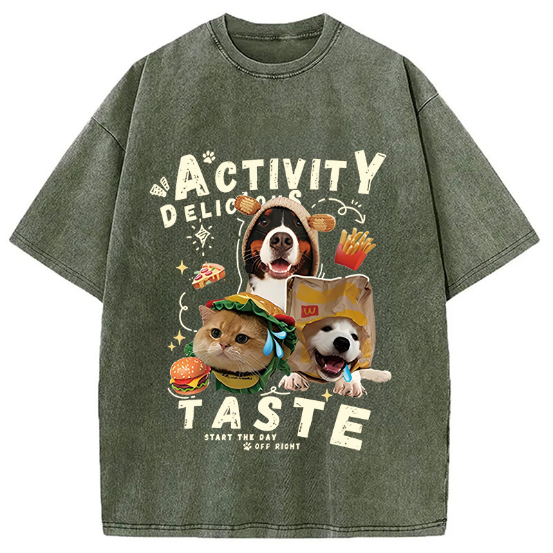 Start The Day Cute Dog Washed T-Shirt Trendy Aesthetic Graphic Apparel Gifts For Brother